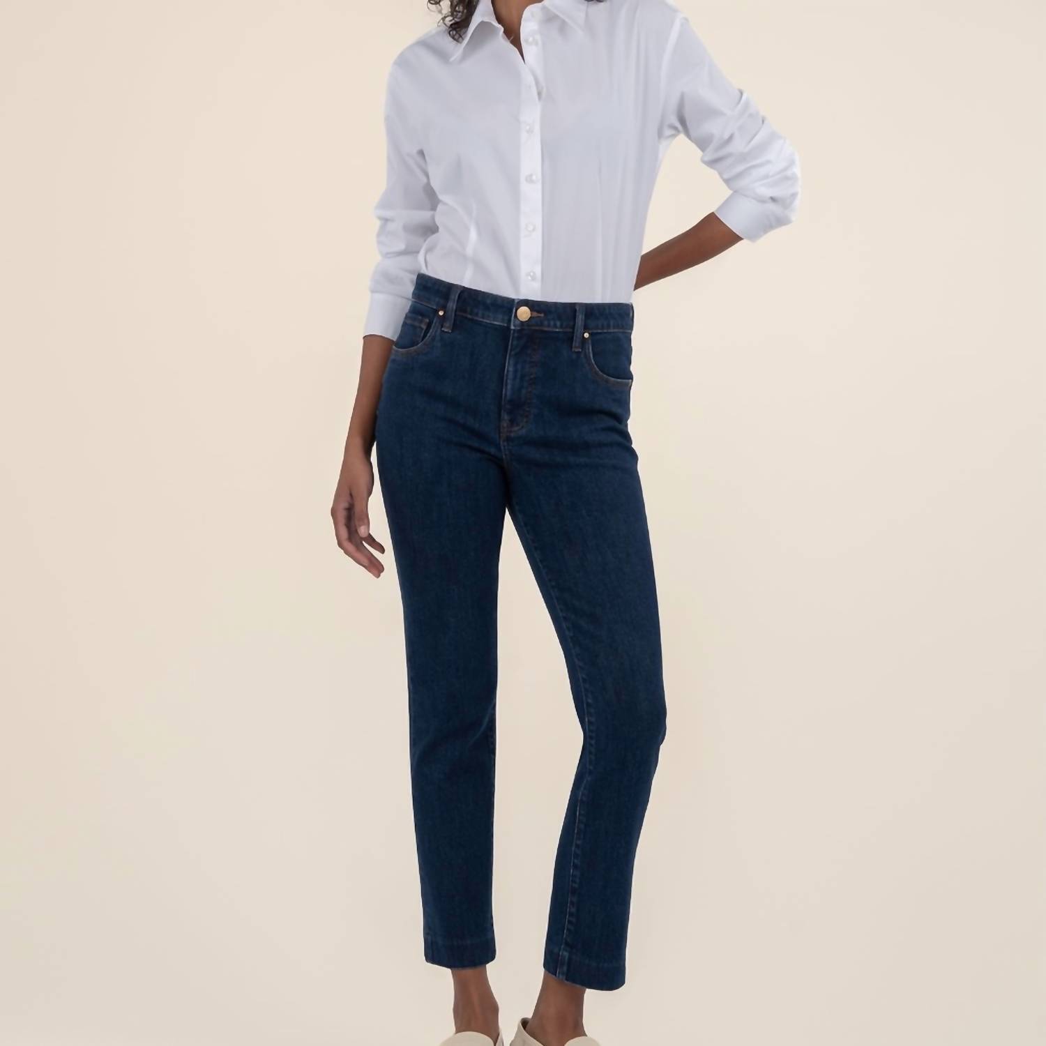 New Kut From The Kloth Reese High Rise Straight Leg Jeans In Harness W/Euro Base